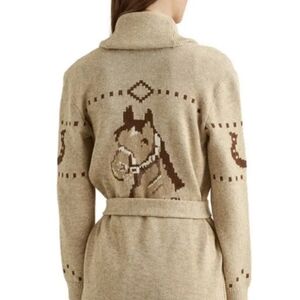 Lauren Ralph Lauren Equestrian Intarsia-Knit Cardigan (Brand New, Never Worn)